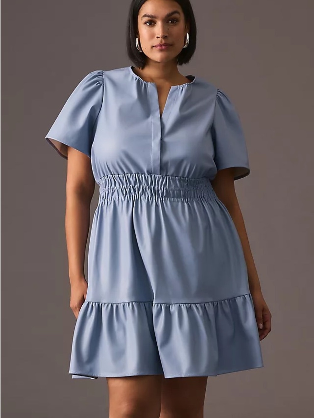 Anthropologie The Somerset Mini Dress – Light Blue Faux Leather – Women’s Large